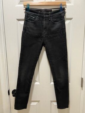 rag & bone New York Nina High-Rise Ankle Skinny Jeans | Coated BLK– Size 24